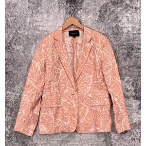 Lafayette 148 Jacket 8 Womens Lyndon Linen Jacquard Blazer Blush Pink
